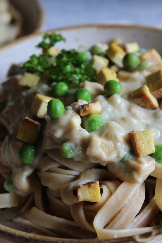 vegane Carbonara mit Räuchertofu viele kleine dinge