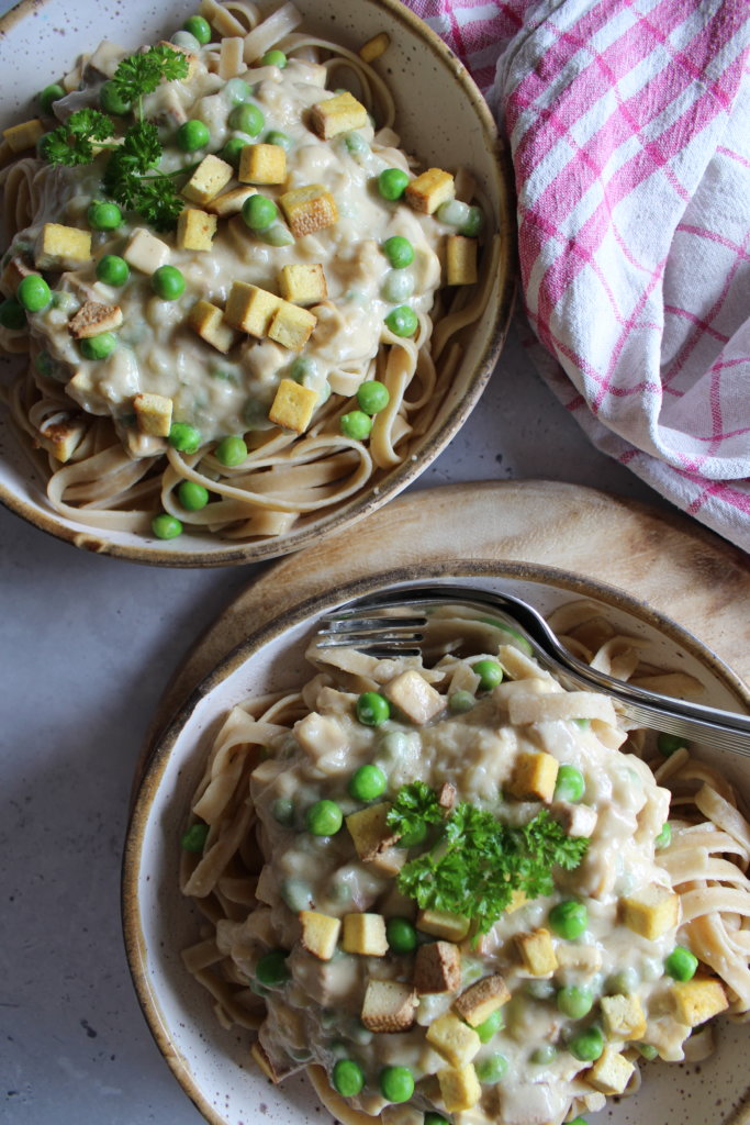 vegane Carbonara mit Räuchertofu viele kleine dinge