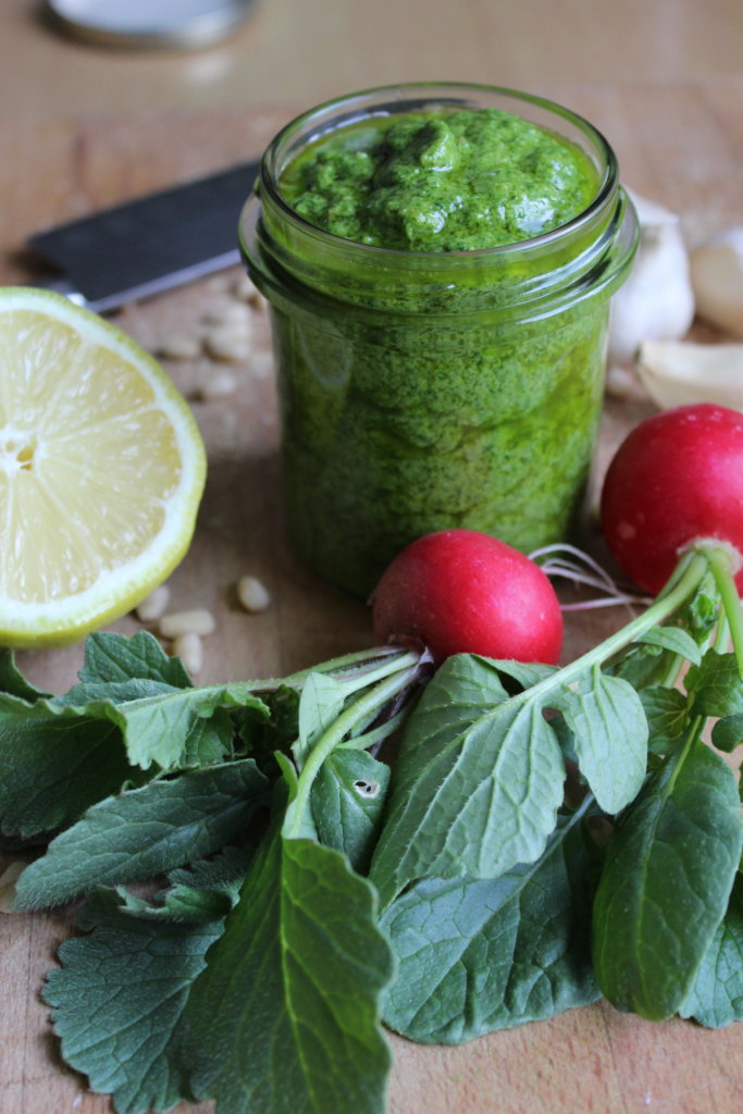 selbstgemachtes Pesto in Konservengläsern viele kleine dinge